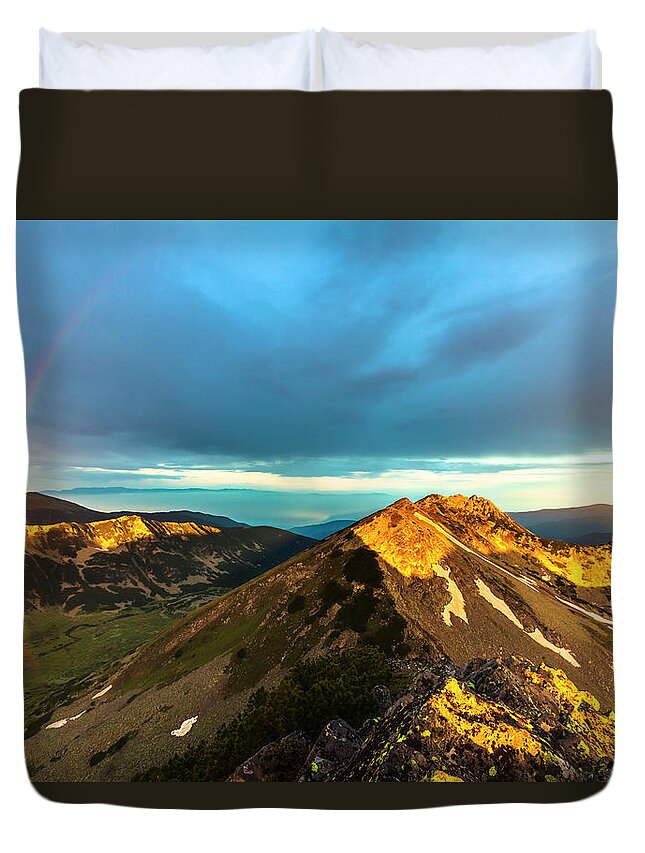 Bulgaria Duvet Cover featuring the photograph Rainbow Over the Mountain by Evgeni Dinev