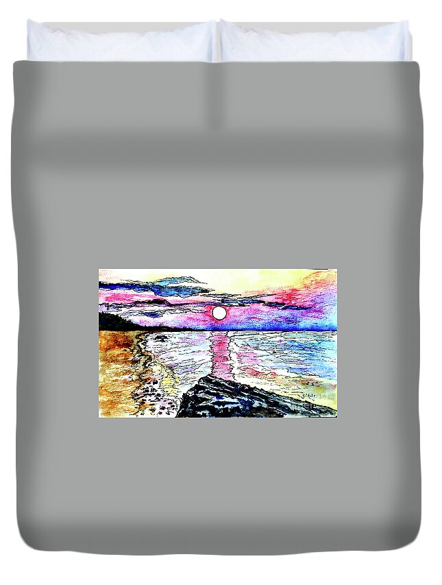 Eileen Kelly Duvet Cover featuring the painting Rainbow Reflections by Eileen Kelly