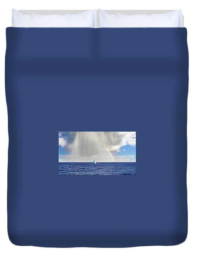 Landscape Duvet Cover featuring the photograph Rainbow Sailing by G Lamar Yancy