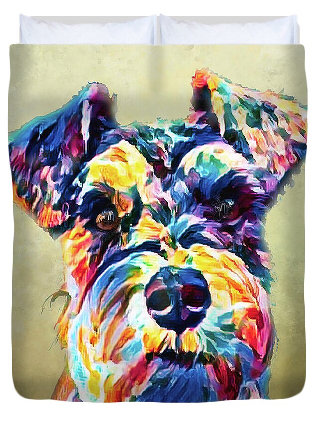 Schnauzer Duvet Cover featuring the photograph Rainbow Schnauzer in South Carolina by Bellesouth Studio