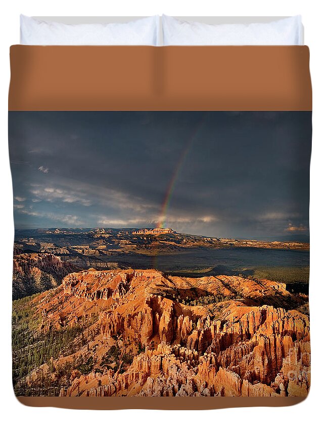 Dave Welling Duvet Cover featuring the photograph Rainbow Storm Bryce Canyon National Park Utah by Dave Welling