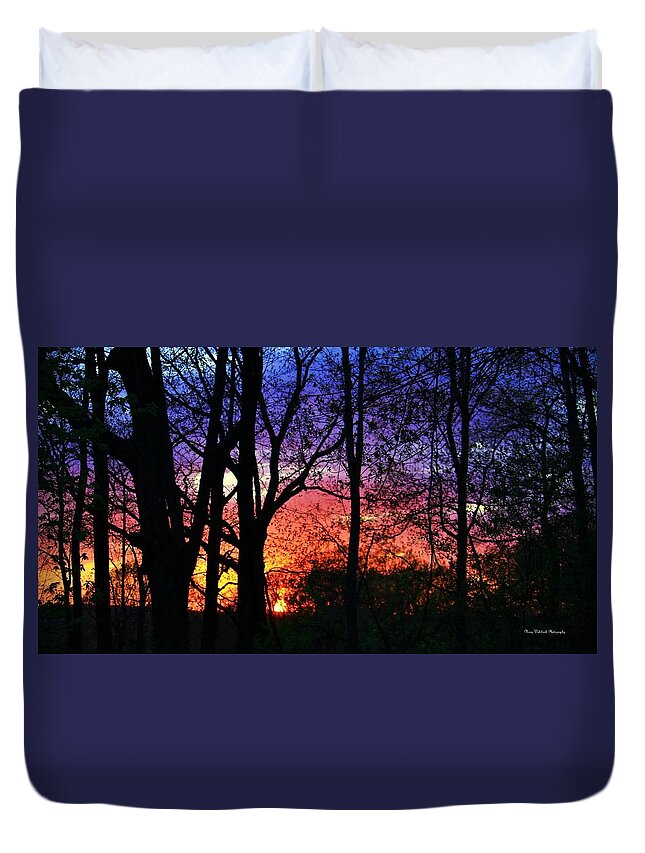 Landscape Duvet Cover featuring the photograph Rainbow Sunset by Mary Walchuck