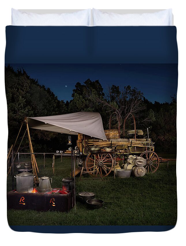 Wagon Duvet Cover featuring the photograph Rainey Creek Chuck Wagon by Steve Templeton
