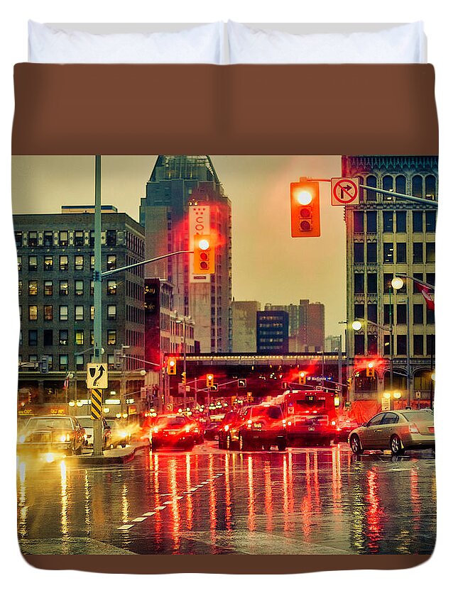Rainy Day Duvet Cover featuring the photograph Rainy day in Ottawa by Tatiana Travelways