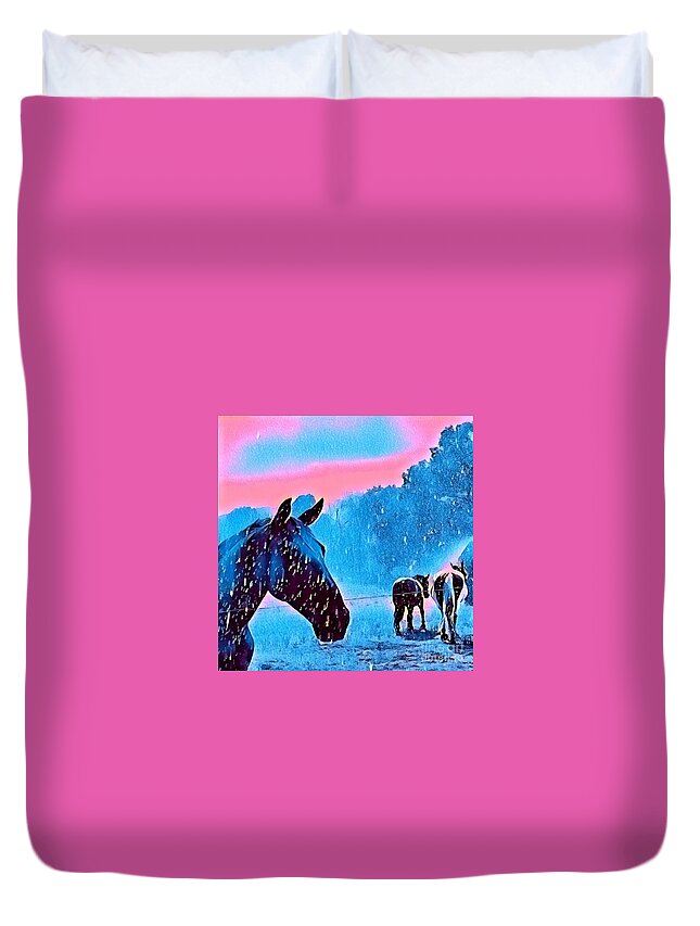 Hirses Duvet Cover featuring the photograph Rainy day by Rabiah Seminole