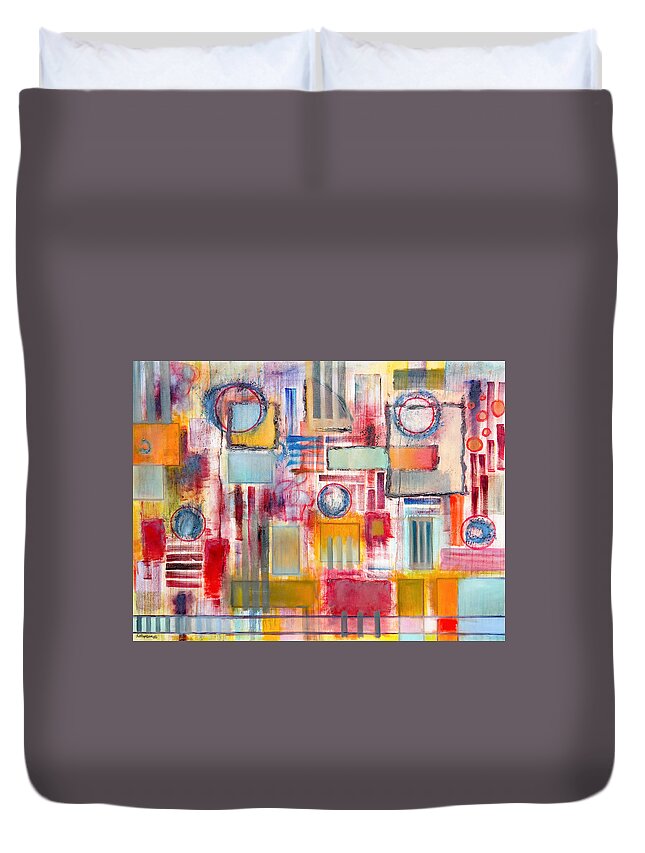 Abstract Duvet Cover featuring the painting Rainy Panes by Jason Williamson