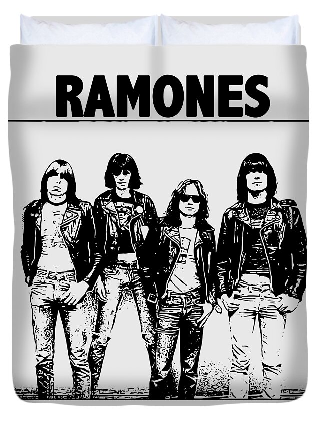 Ramones Duvet Cover featuring the digital art Ramones Silhouette Illustration by Christina Rick