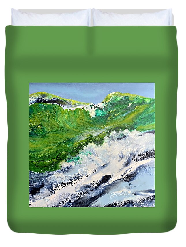 Acrylic Duvet Cover featuring the painting Rapids by Soraya Silvestri