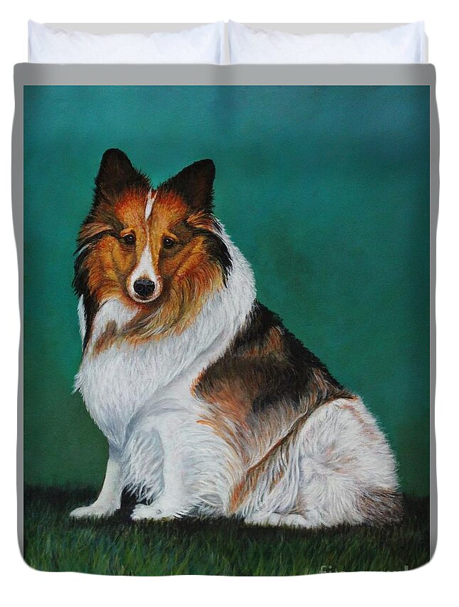 Dog Duvet Cover featuring the painting Rascal by Bob Williams
