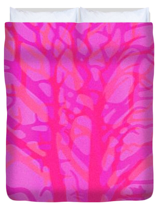 Tree Duvet Cover featuring the mixed media Raspberry and Fall by Auranatura Art