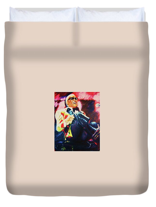 Makin It Do What It Do Duvet Cover featuring the painting Ray Charles by Victor Thomason