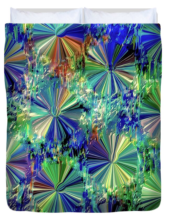 A-fine-art Duvet Cover featuring the painting Razzle Dazzle Flowers 12 by Catalina Walker