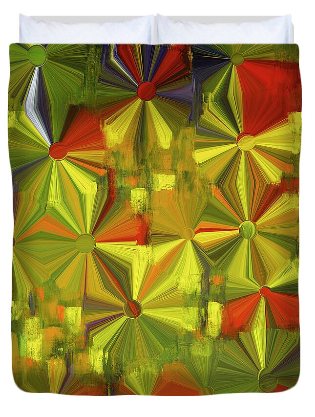A-fine-art Duvet Cover featuring the mixed media Razzle Dazzle Flowers 2 by Catalina Walker