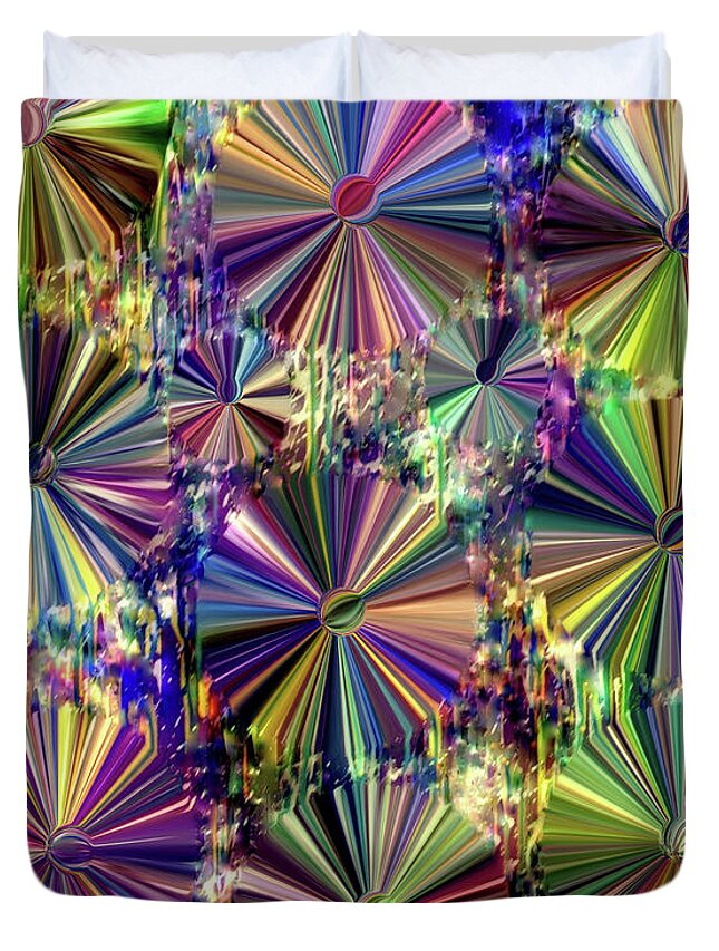 A-fine-art Duvet Cover featuring the mixed media Razzle Dazzle Flowers 7 by Catalina Walker