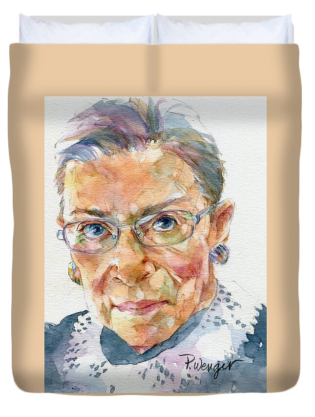 Ruth Bader Ginsburg Duvet Cover featuring the painting Ruth Bader Ginsburg Tribute by Pam Wenger