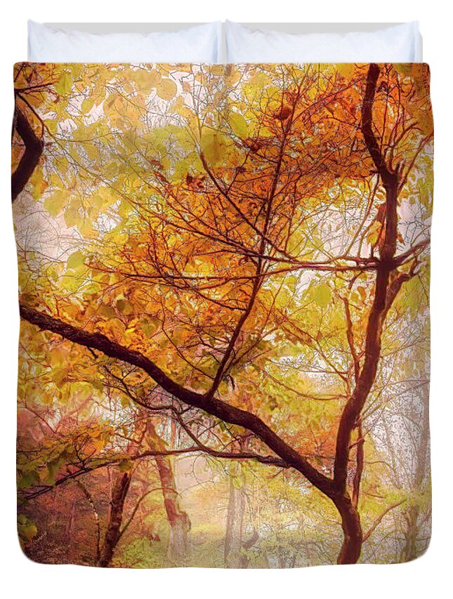 Autumn Duvet Cover featuring the photograph Reaching Upwards into Autumn Painting by Debra and Dave Vanderlaan