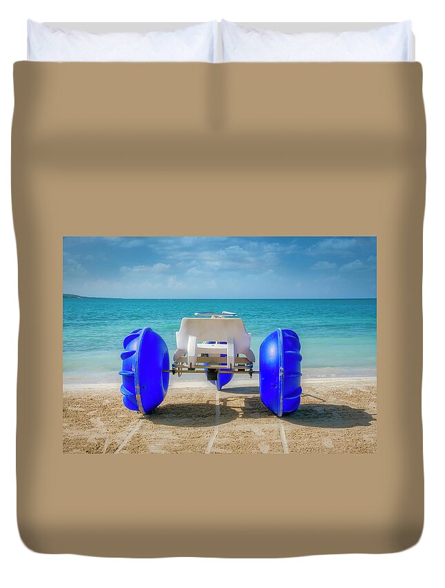 Tricycle Duvet Cover featuring the photograph Ready For A Ride In Jamaica by Gary Slawsky