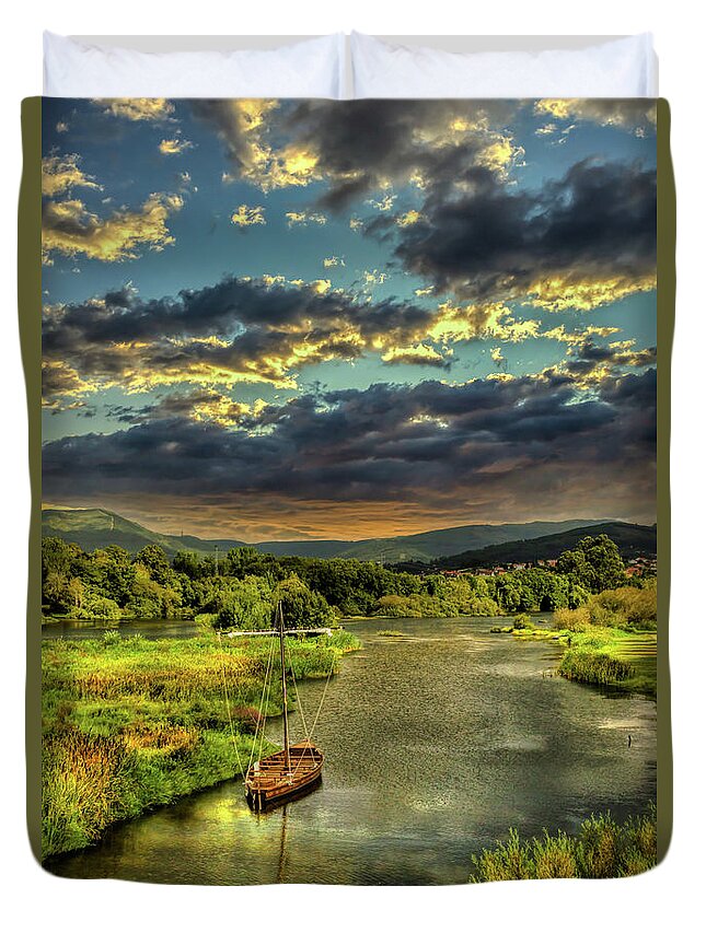 Portugal Duvet Cover featuring the photograph Ready to sail by Micah Offman