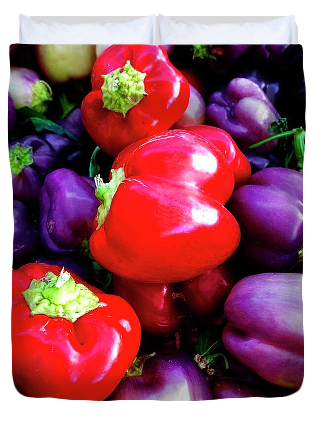Red Bell Peppers Duvet Cover featuring the photograph Red Bell Peppers by Doc Braham
