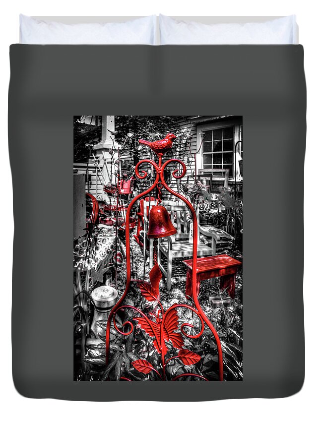 Whimsical Duvet Cover featuring the photograph Red Bird by Thom Zehrfeld