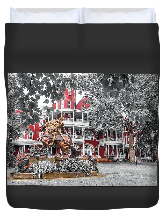 University Duvet Cover featuring the photograph Red Building at Southern Virginia University by James C Richardson