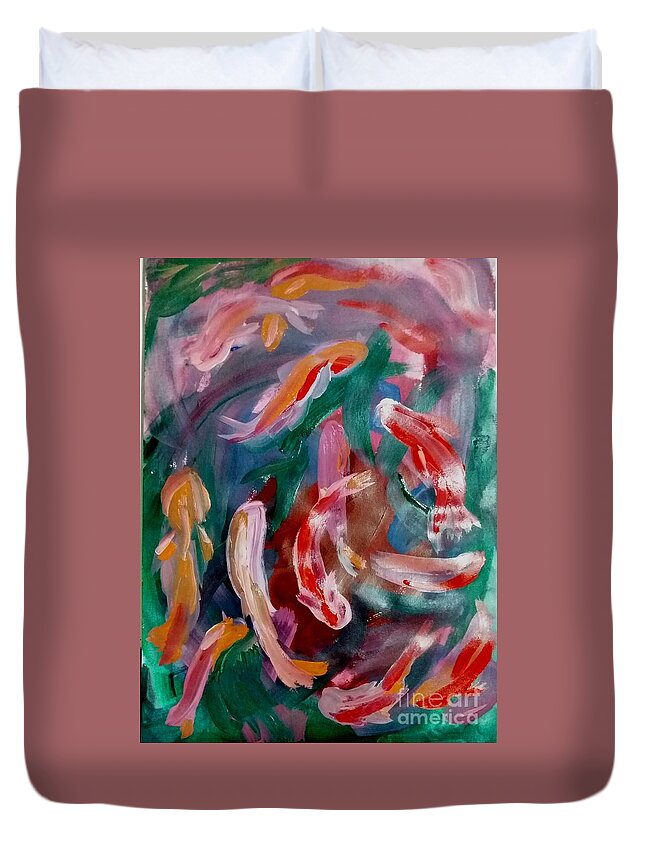 Red Carp Duvet Cover featuring the painting Red Carp by James McCormack