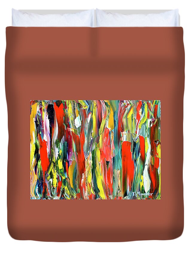 Abstract Duvet Cover featuring the painting Red Dress by Teresa Moerer
