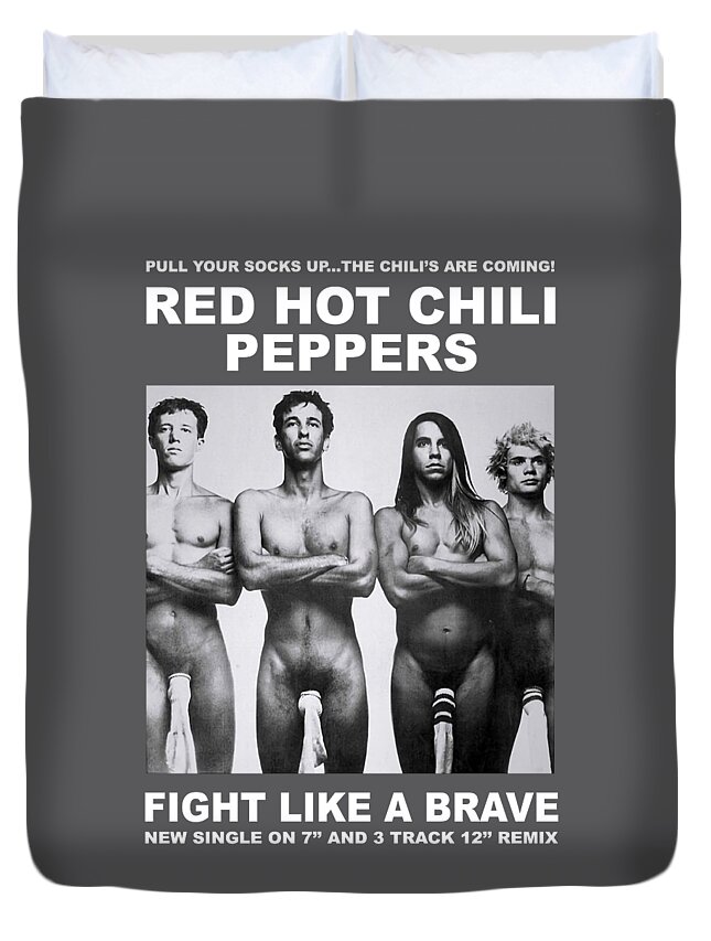 RED HOT CHILI PEPPERS 1991 SOCKS Vintage T-Shirt FIGHT LIKE A BRAVE Reprint  Men Adult T Shirt Short Duvet Cover by William Luciano Pixels Merch