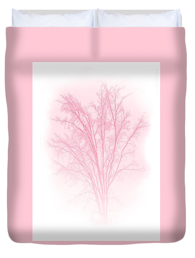 Tree Duvet Cover featuring the mixed media Red by Moira Law