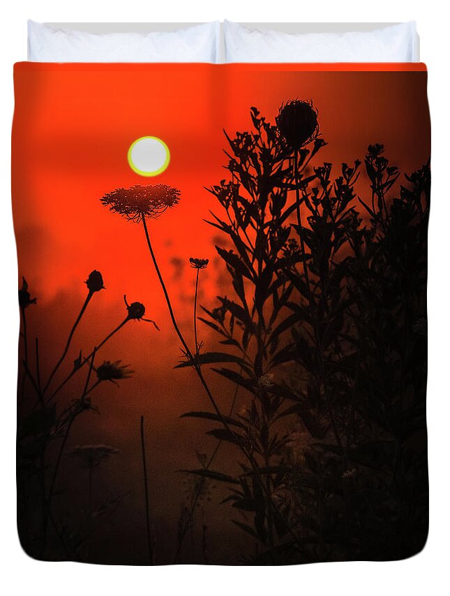 Red Morning Field Duvet Cover featuring the photograph Red Morning Field by Dan Sproul