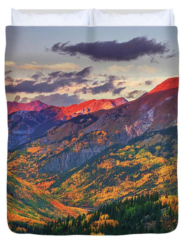 Colorado Duvet Cover featuring the photograph Red Mountain Pass Sunset by Darren White