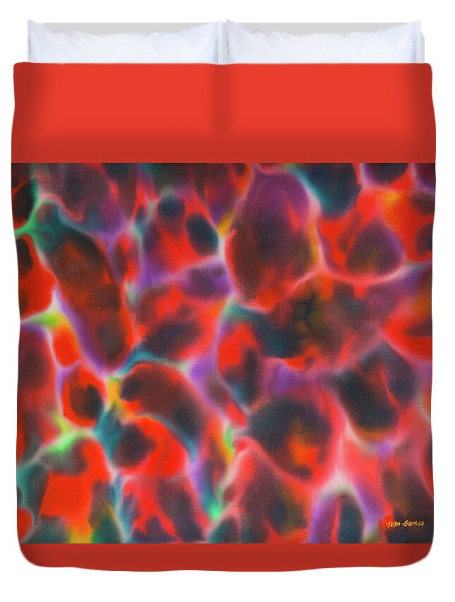 Opal Duvet Cover featuring the painting Red Opal by Daniel Jean-Baptiste