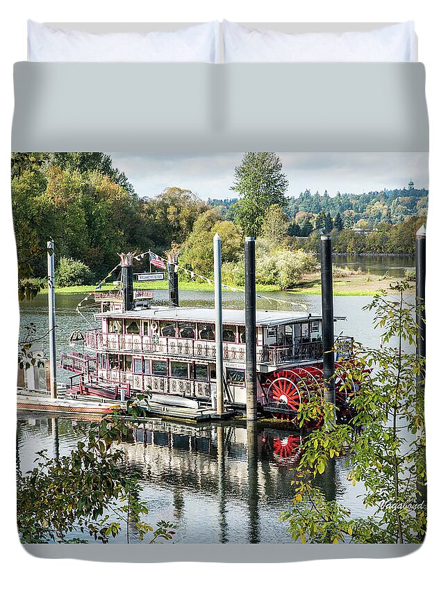 Red Paddle Wheel Duvet Cover featuring the photograph Red Paddle Wheel by Tom Cochran
