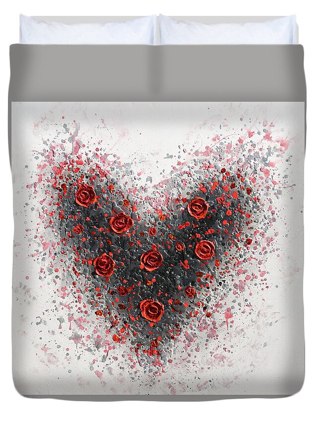 Heart Duvet Cover featuring the painting Red Passion by Amanda Dagg
