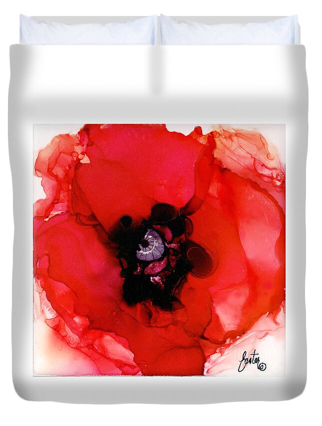 Red Poppy Duvet Cover featuring the painting Red Poppy by Daniela Easter
