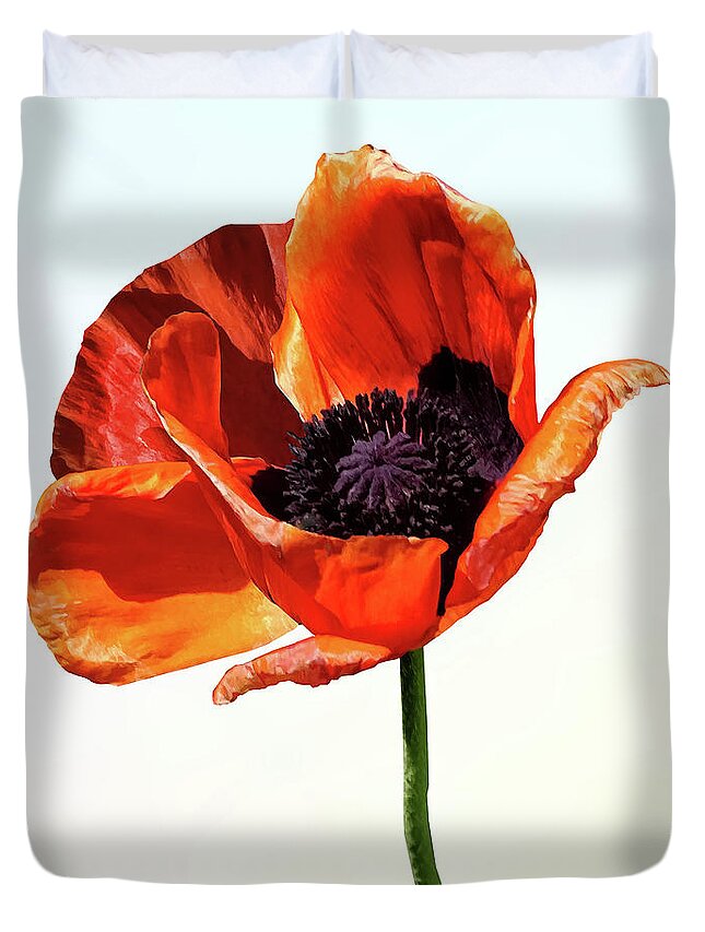 Poppy Duvet Cover featuring the photograph Red Poppy in Sunshine by Susan Savad