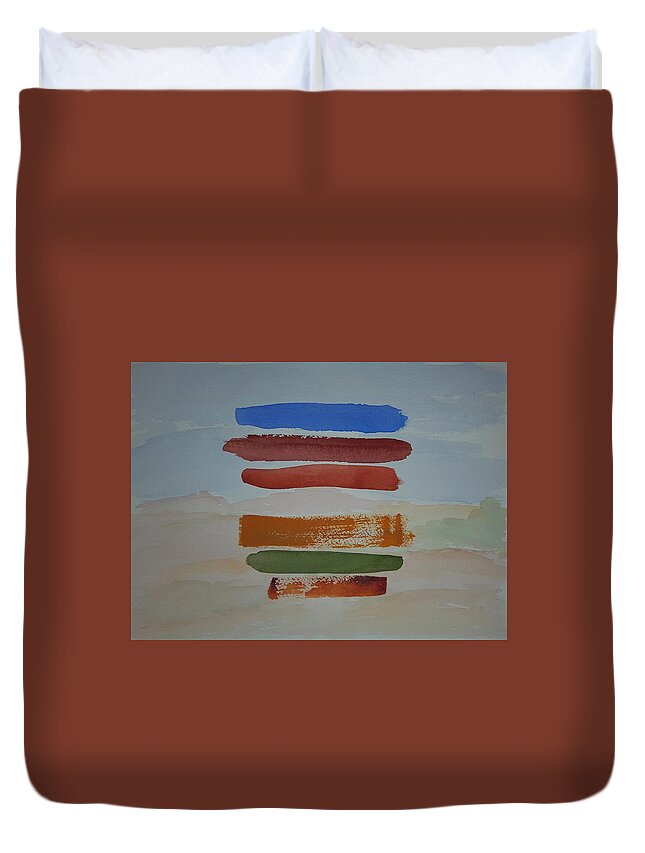 Watercolor Duvet Cover featuring the painting Red Pueblo by John Klobucher
