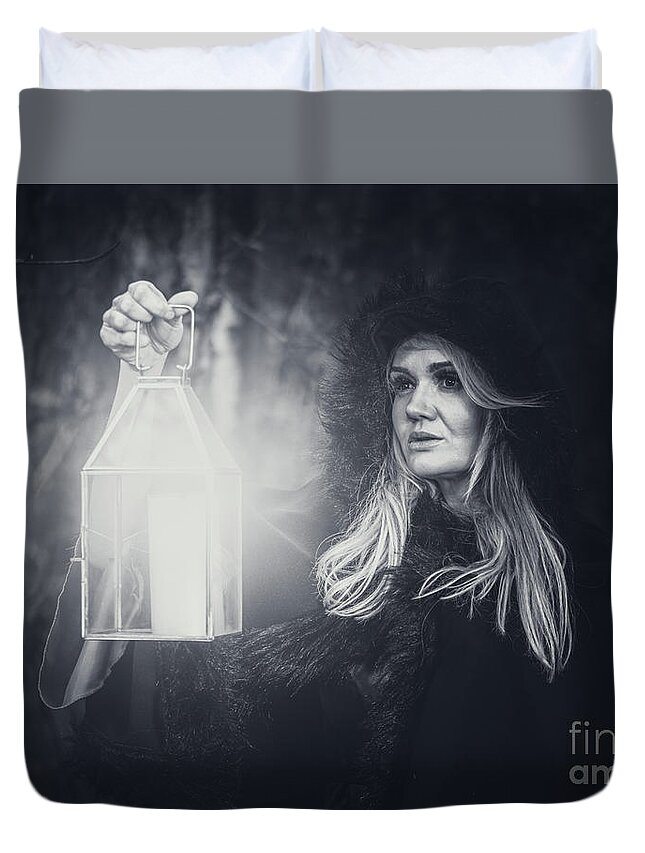 Goit Stock Duvet Cover featuring the photograph Red Riding Hood by Mariusz Talarek