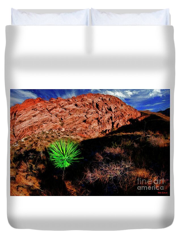 Red Rock Canyon State Park Duvet Cover featuring the photograph Red Rock Canyon State Park A Green Life by Blake Richards