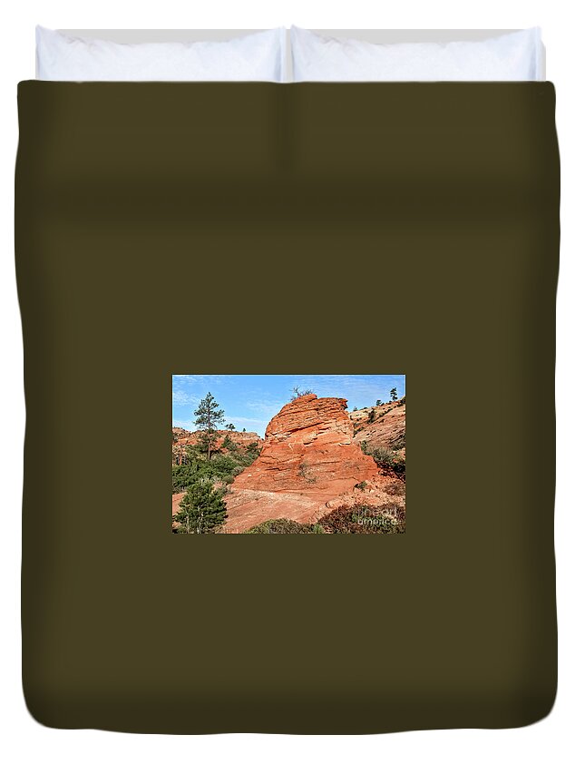 Bush Duvet Cover featuring the photograph Red Rock In Zion by Al Andersen