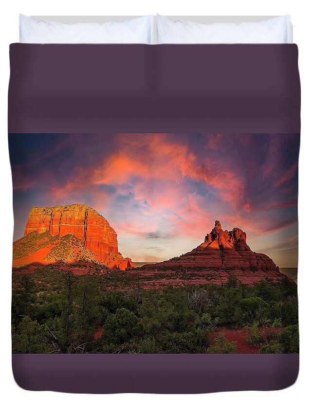  Duvet Cover featuring the photograph Red Rocks at Sunset by Al Judge