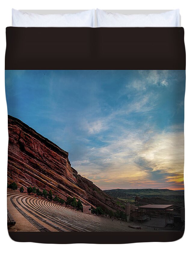 Red Rocks Duvet Cover featuring the photograph Red Rocks Sunrise by Chuck Rasco Photography