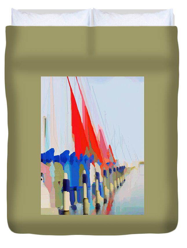 Sail Boats Duvet Cover featuring the photograph Red Sails in the Sunset by Luc Van de Steeg
