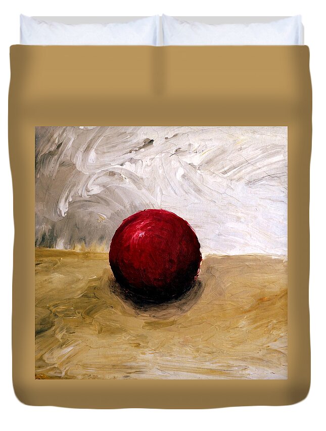 Red Duvet Cover featuring the painting Red Sphere by Michelle Calkins