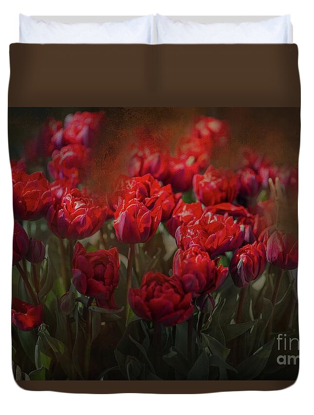 Tulips Duvet Cover featuring the photograph Red Tulips by Eva Lechner