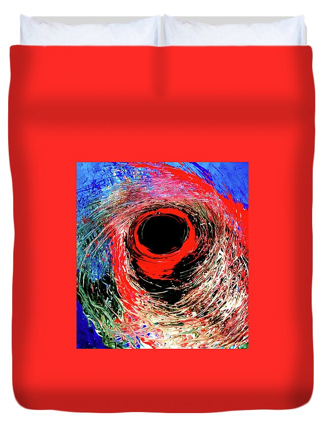 Red Duvet Cover featuring the painting Red Twister by Anna Adams