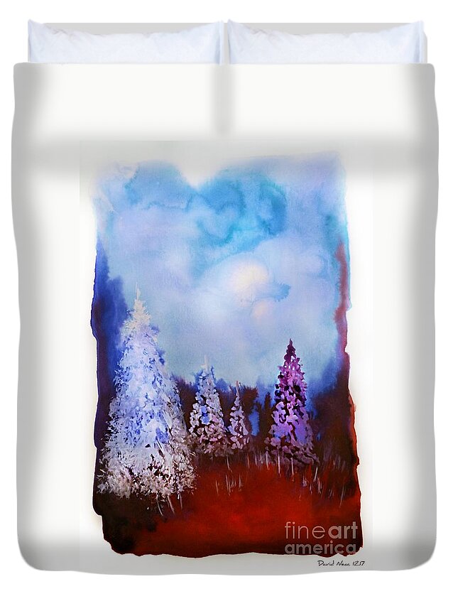 Forest Scene Duvet Cover featuring the painting Red Valley by David Neace CPX