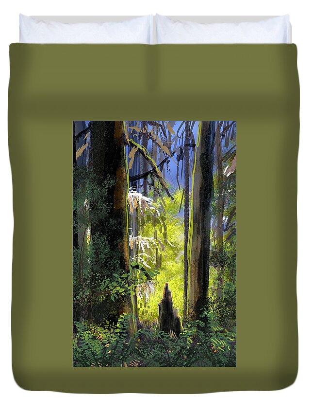 Redwoods Duvet Cover featuring the digital art Redwoods by Don Morgan