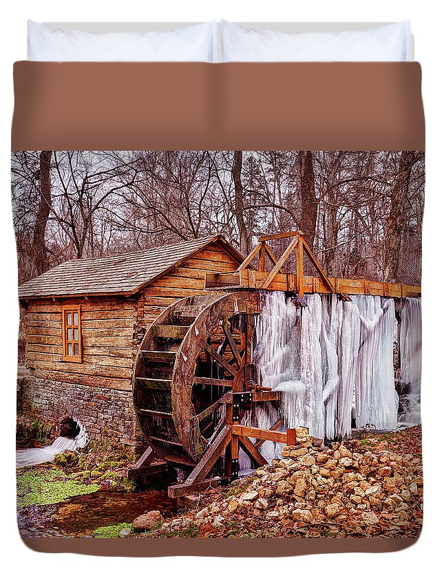 Mill Duvet Cover featuring the photograph Reeds Spring Mill by Robert Charity