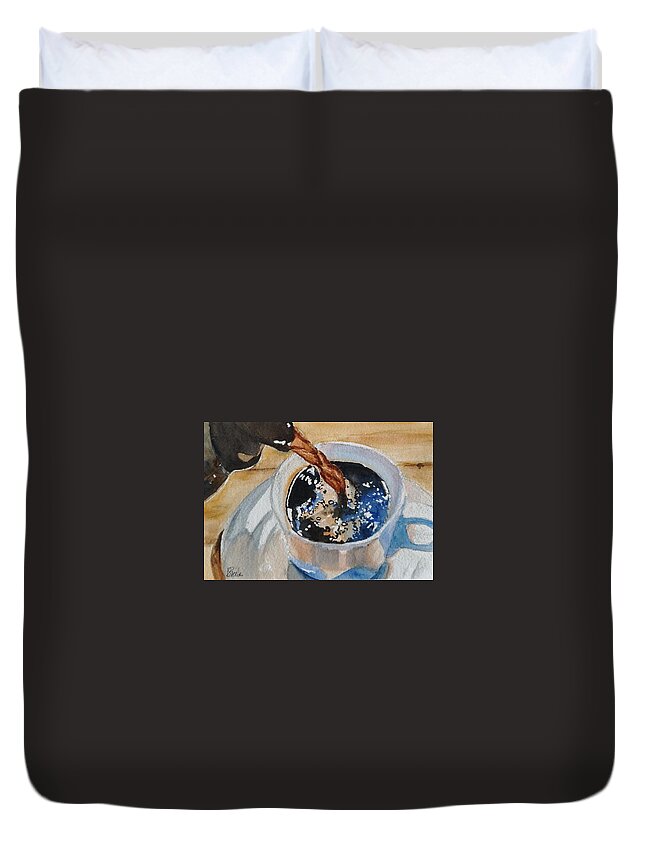 Coffee Duvet Cover featuring the painting Refill Please by Sheila Romard